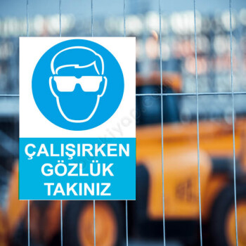 Çalışırken Gözlük Takınız Etiketi online tasarla