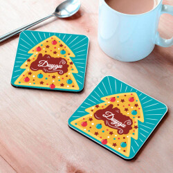 Çam Ağacı Tasarımlı Bardak Altlığı online tasarla