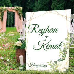 Çerçeveli Beyaz Çiçekli Ayaklı Pano online tasarla