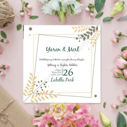 Çerçeveli Sarı Çiçek 15X15 Davetiye online tasarla