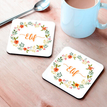 Çicek Desenli Bardak Altlığı online tasarla