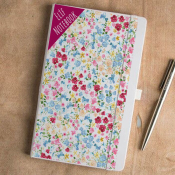 Çiçek Desenli Beyaz Ajanda online tasarla