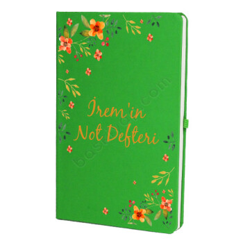 Çicek Desenli Yeşil Ajanda online tasarla