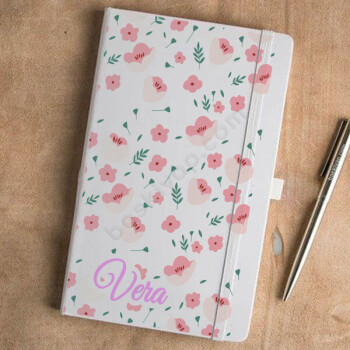 Çiçek Tasarımlı Beyaz Ajanda online tasarla