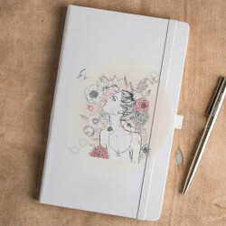Çiçek Tasarımlı Kadın Tarihsiz Beyaz Ajanda online tasarla