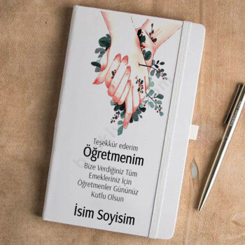 Çiçekli El  Tasarımlı Tarihsiz Beyaz Ajanda online tasarla