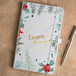 Çiçekli Geyik Tasarımlı Beyaz Ajanda online tasarla