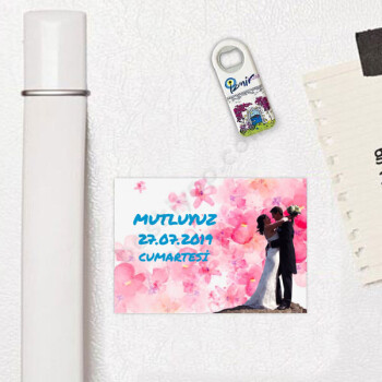 Çiçekli Kişiye Özel Düğün Magneti online tasarla