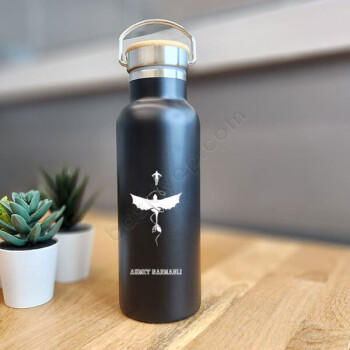 Çizgi Film Karakterli Bambu Kapak Siyah Matara Termos online tasarla