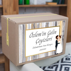 Çizgili Şık Çeyiz Etiketi online tasarla