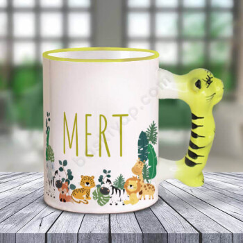 Çocuklara Özel İsimli Kaplan Kulplu Kupa online tasarla