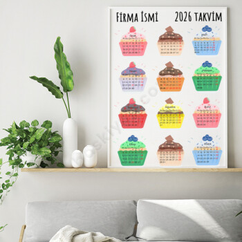 Cupcake Tasarımlı 2026 Takvimi online tasarla