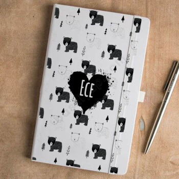 Desenli 12 Beyaz Ajanda online tasarla