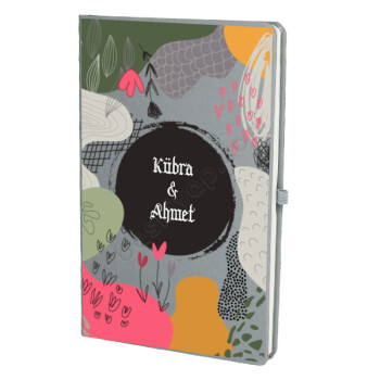 Desenli Tasarım Gri Ajanda online tasarla