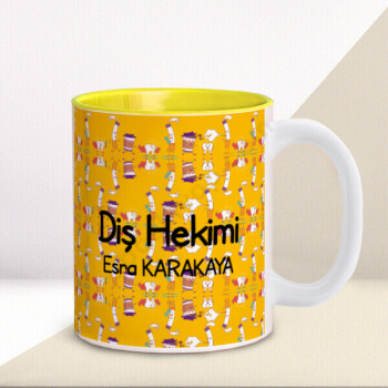 Diş Doktorlarına Özel Sarı Kupa Bardak online tasarla