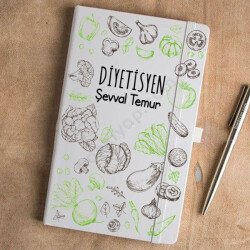 Diyetisyen Tasarımlı Beyaz Defter Ajanda online tasarla