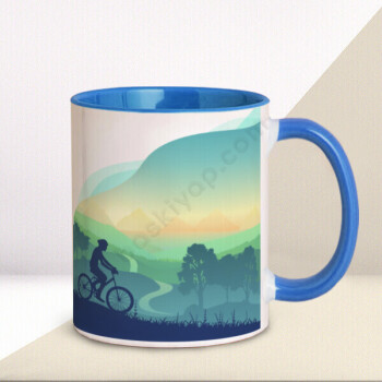 Doğa Sporları Tasarımlı Mavi Kupa online tasarla