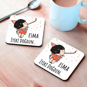 Doğum Günü Tasarımlı Bardak Altlığı online tasarla