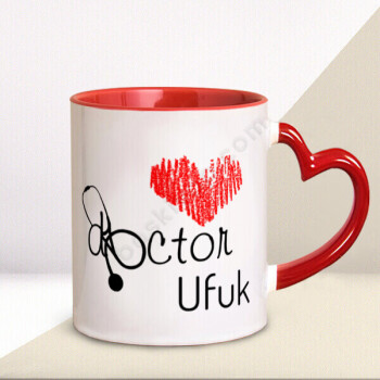 Doktor Tasarım Baskılı Kalpli Kupa Bardak online tasarla