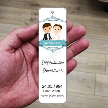 Düğün Davetiyesi Kitap Ayracı online tasarla