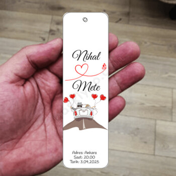 Düğün Davetiyesi Metal Kitap Ayracı online tasarla