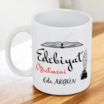 Edebiyat Öğretmeni Tüy Tasarım Kupa Bardak online tasarla