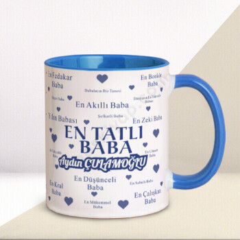 En Tatlı Baba Baskılı Mavi Kupa online tasarla