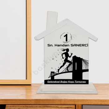 Ev Şekilli Ekonomik Kristal Yarışma Plaket online tasarla