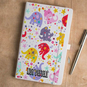 Fil Desenli Beyaz Ajanda online tasarla