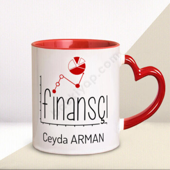 Finansçı Tasarım Baskılı Kalpli Kupa Bardak online tasarla