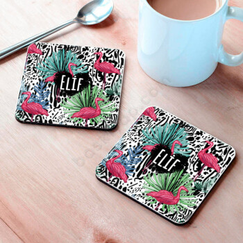 Flamingo Tasarımlı Bardak Altlığı online tasarla