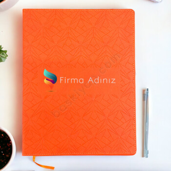 Geometrik Desenli Turuncu Defter online tasarla