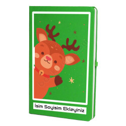 Geyik Tasarımlı Yeşil Ajanda Defter online tasarla