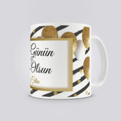 Gold Detaylı Çerçeveli Doğum Günü Kupası online tasarla