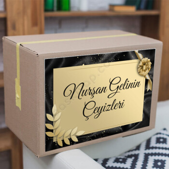 Gold Siyah Çeyiz Etiketi online tasarla