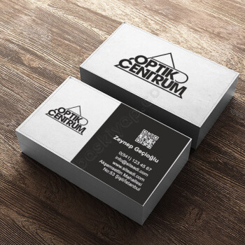 Gözlük Firması Temalı Çift Yön Siyah Kartvizit online tasarla