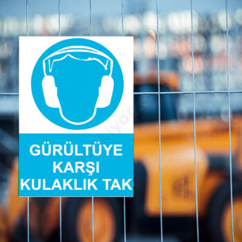 Gürültüye Karşı Kulaklık Tak Etiketi online tasarla