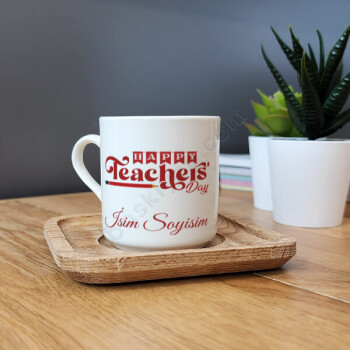 Happy Teachers Day Ahşap Altlıklı Türk Kahvesi Fincanı online tasarla