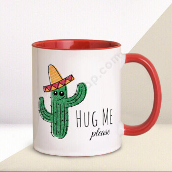 Hug Me Baskılı Kırmızı Kupa online tasarla