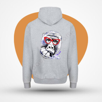 Ki iye Ozel Fermuarl Gri Sweatshirt Hoodie Baskiyap