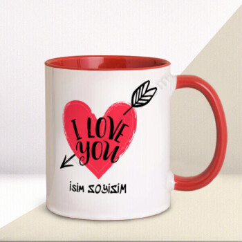 I Love You Kırmızı Kupa Bardak online tasarla