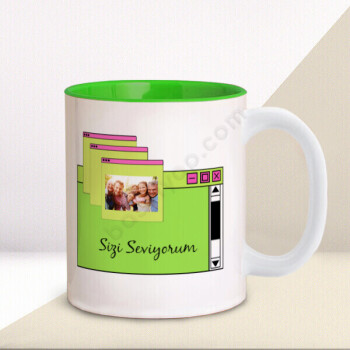 İçi Yeşil Kişiye Özel Kupa online tasarla