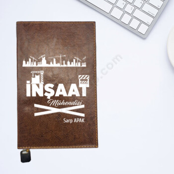 İnşaat Mühendislerine Özel Kahverengi Suni Deri Not Defteri online tasarla