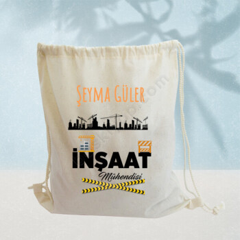 Mühendislere Özel İp Büzgülü Ham Bez Çanta online tasarla