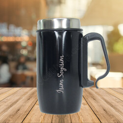 İsme Özel Parlak Siyah Çelik Termos Bardak online tasarla
