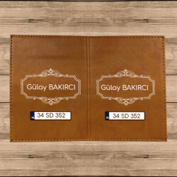 İsme Özel Termo Deri Kahverengi Ruhsat Kabı 2 online tasarla