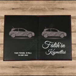 İsme Özel Termo Deri Siyah Ruhsat Kabı online tasarla