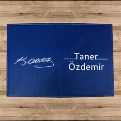 K. Atatürk Tasarımlı Termo Deri Mavi Ruhsat Kabı online tasarla