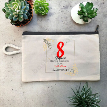 Kadınlar Günü İçin Kişiye Özel Baskılı Bez Kalemlik online tasarla