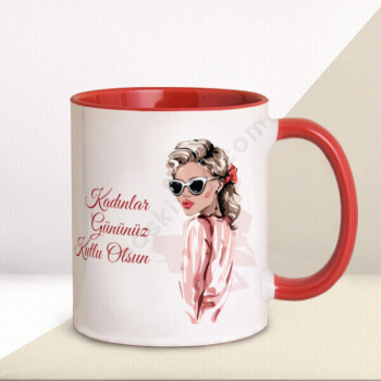 Kadınlar Günü Pop Art Kırmızı Kupa online tasarla